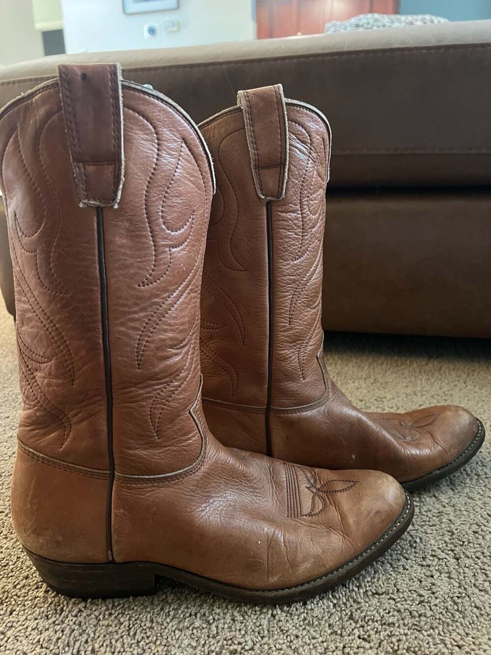 VTG 1977 Stewart Boots Co Sz 11D Handmade Tan Leather Cowboy Western